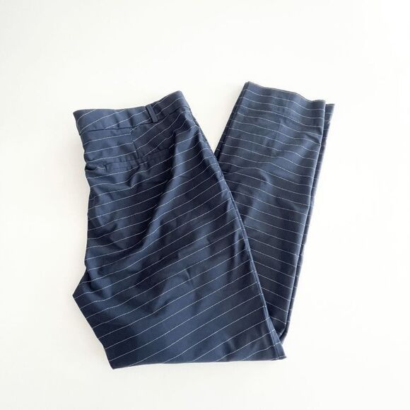 Banana Republic Womens Classic Ryan Tailored Pants Stripes Navy Blue Sz 12 - Picture 1 of 9
